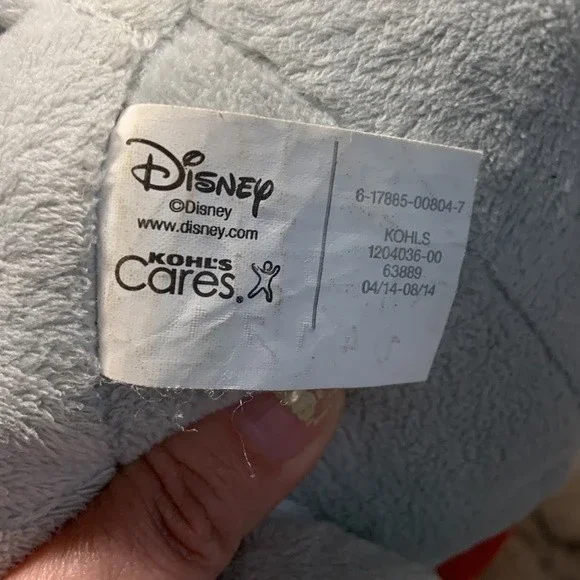 Kohls Cares Disney Dumbo Plush Elephant Stuffed Animal Toy 11" Circus Pink Gray - Picture 3 of 4